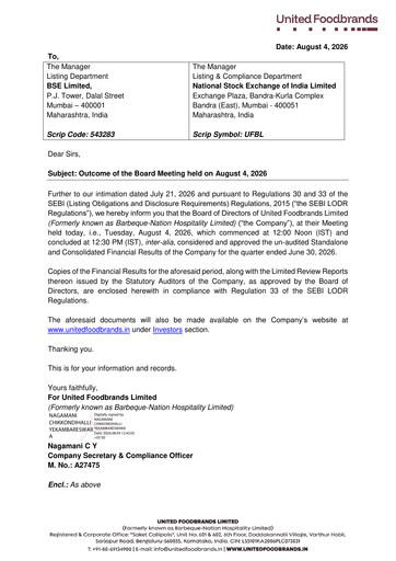 Thumbnail Barbeque Nation Hospitality  Quarterly Report 2026-q1