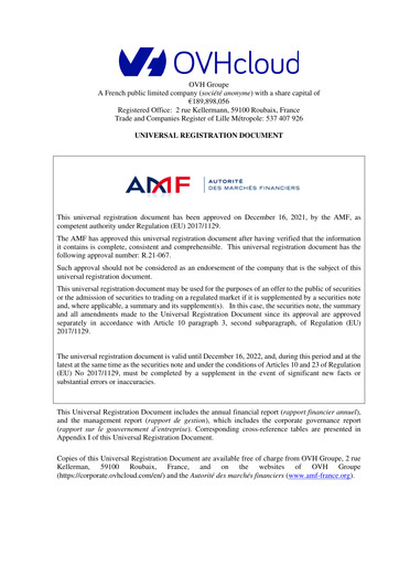 Thumbnail OVH Groupe Universal Registration Document 2021