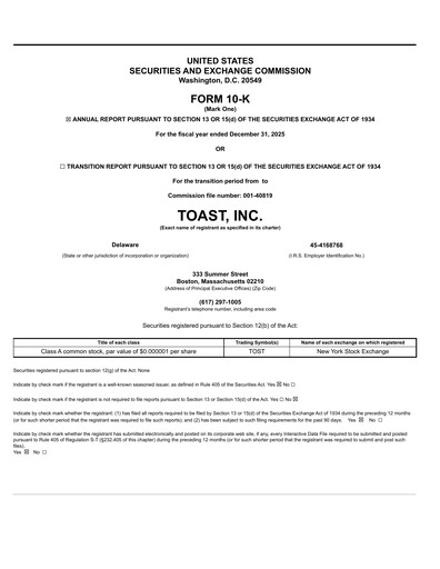 Thumbnail Toast Annual Report 2025