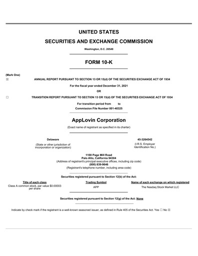 Thumbnail AppLovin Annual Report 2021