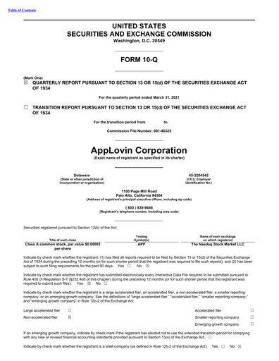 Thumbnail AppLovin Quarterly Report 2021-q1