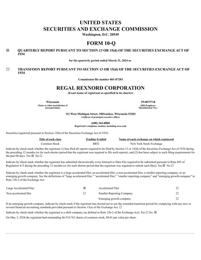 Thumbnail Regal Rexnord Quarterly Report 2024-q1