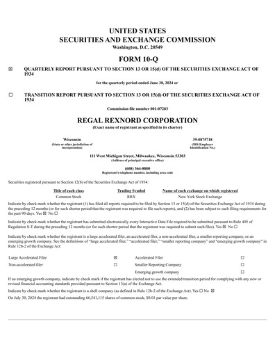 Thumbnail Regal Rexnord Quarterly Report 2024-q2