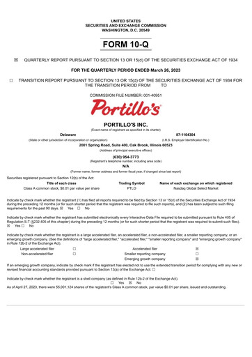 Thumbnail Portillo's Quarterly Report 2023-q1