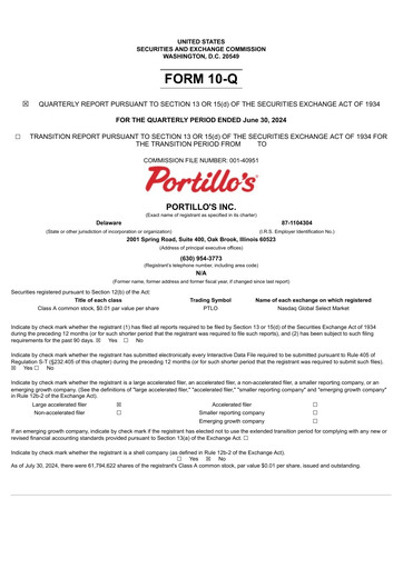 Thumbnail Portillo's Quarterly Report 2024-q2