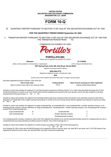 Thumbnail Portillo's Quarterly Report 2024-q3