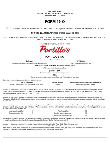 Thumbnail Portillo's Quarterly Report 2025-q1