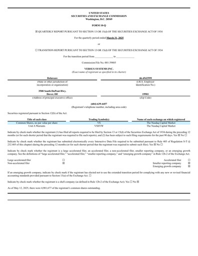 Thumbnail Versus Systems Quarterly Report 2025-q1