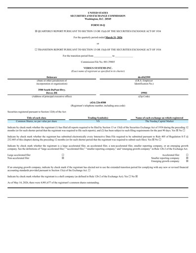 Thumbnail Versus Systems Quarterly Report 2026-q1