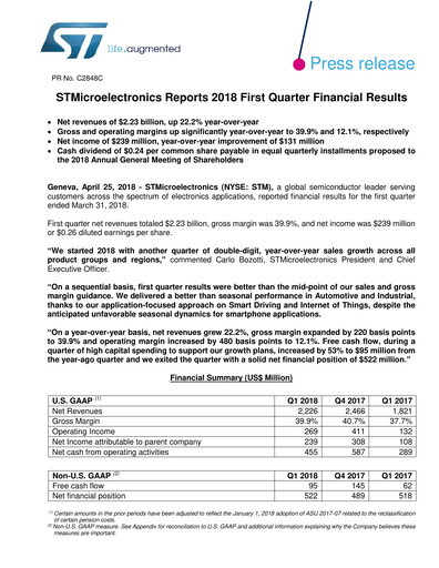 Thumbnail STMicroelectronics Quarterly Report 2018-q1