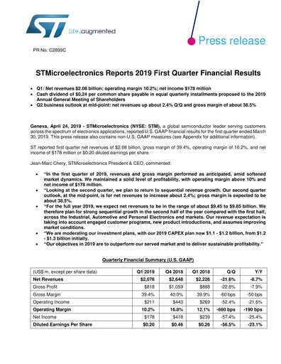 Thumbnail STMicroelectronics Quarterly Report 2019-q1