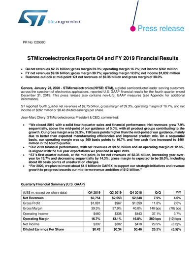 Thumbnail STMicroelectronics Quarterly Report 2019-q4