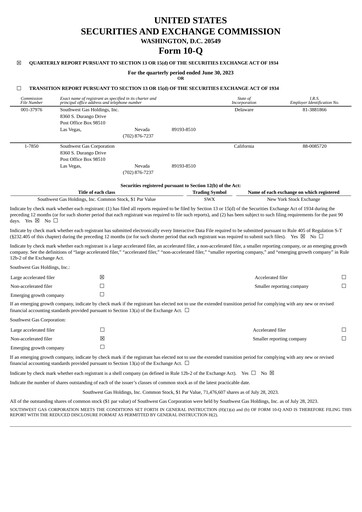 Thumbnail Southwest Gas
 Quarterly Report 2023-q2
