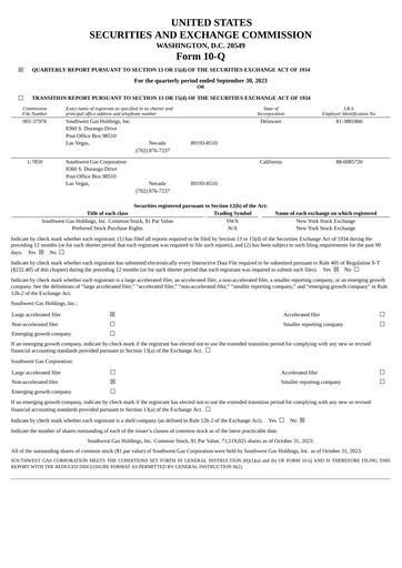 Thumbnail Southwest Gas
 Quarterly Report 2023-q3