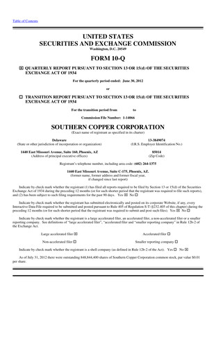 Miniature Southern Copper Rapport trimestriel 2012-q2