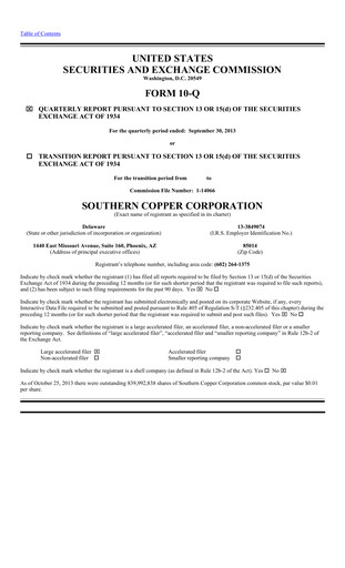 Miniature Southern Copper Rapport trimestriel 2013-q3