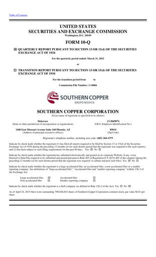 Miniature Southern Copper Rapport trimestriel 2015-q1