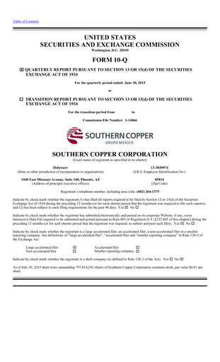 Miniature Southern Copper Rapport trimestriel 2015-q2