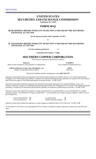 Miniature Southern Copper Rapport trimestriel 2015-q3