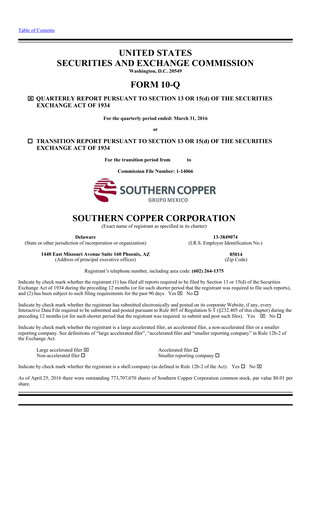 Miniature Southern Copper Rapport trimestriel 2016-q1