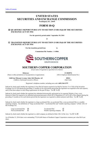 Miniature Southern Copper Rapport trimestriel 2016-q3