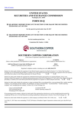 Miniature Southern Copper Rapport trimestriel 2017-q2