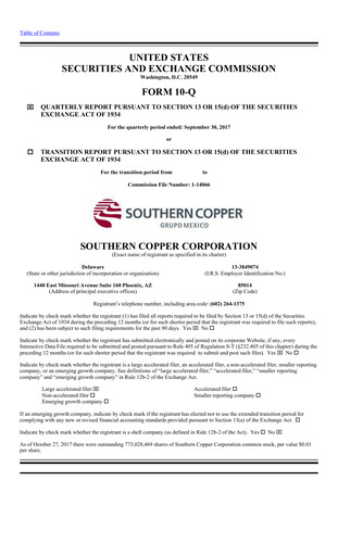 Miniature Southern Copper Rapport trimestriel 2017-q3