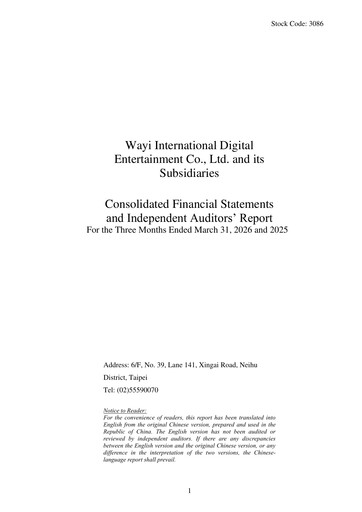 Thumbnail Wayi International Digital Entertainment Quarterly Report 2026-q1