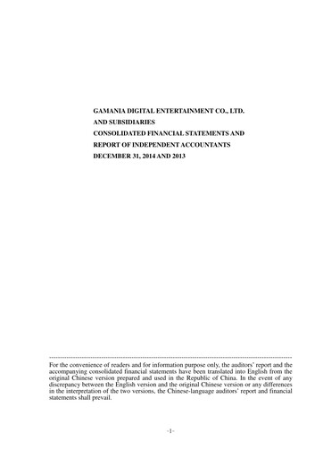 Thumbnail Gamania Digital Financial Statement 2014