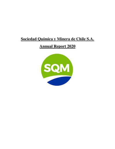 Thumbnail Sociedad Química y Minera Annual Report 2020