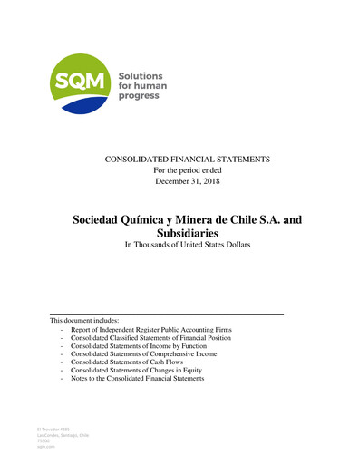 Thumbnail Sociedad Química y Minera Financial Statement 2018