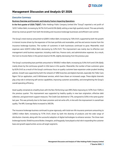Thumbnail Ngern Tid Lor Quarterly Report 2026-q1