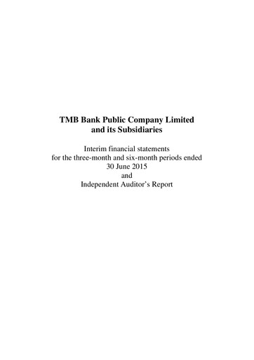 Miniature TMBThanachart Bank (ttb)

 Rapport semestriel 2015-h1