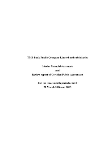 Thumbnail TMBThanachart Bank (ttb)

 Quarterly Report 2006-q1