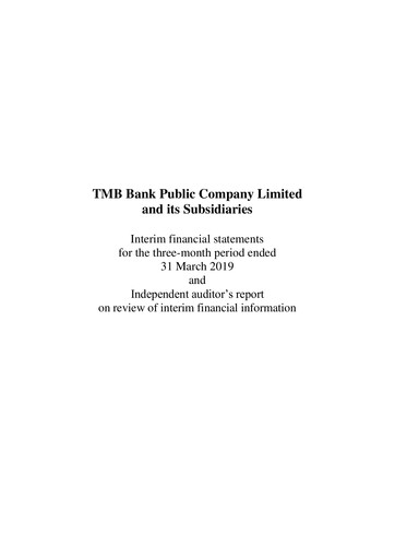 Thumbnail TMBThanachart Bank (ttb)

 Quarterly Report 2019-q1