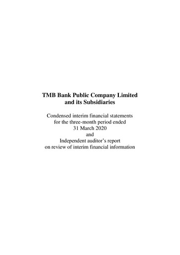 Thumbnail TMBThanachart Bank (ttb)

 Quarterly Report 2020-q1