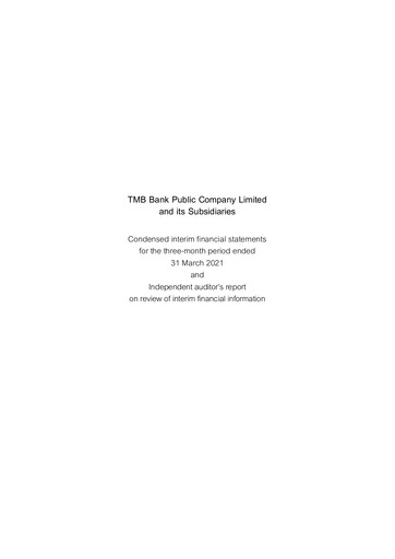 Thumbnail TMBThanachart Bank (ttb)

 Quarterly Report 2021-q1