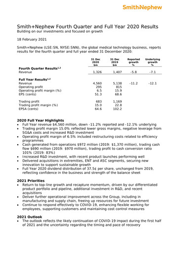 Thumbnail Smith & Nephew
 Financial Report 2020