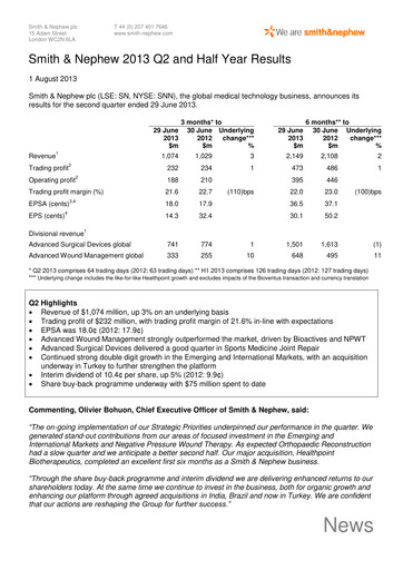 Thumbnail Smith & Nephew
 Half-year Report 2013-h1
