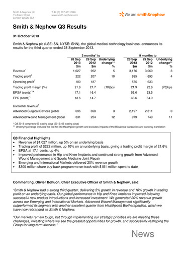 Thumbnail Smith & Nephew
 Quarterly Report 2013-q3