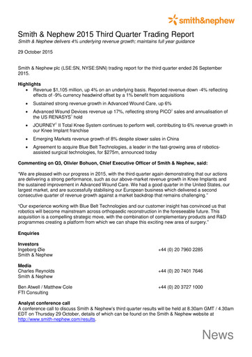 Thumbnail Smith & Nephew
 Quarterly Report 2015-q3
