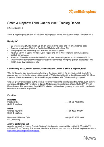 Thumbnail Smith & Nephew
 Quarterly Report 2016-q3