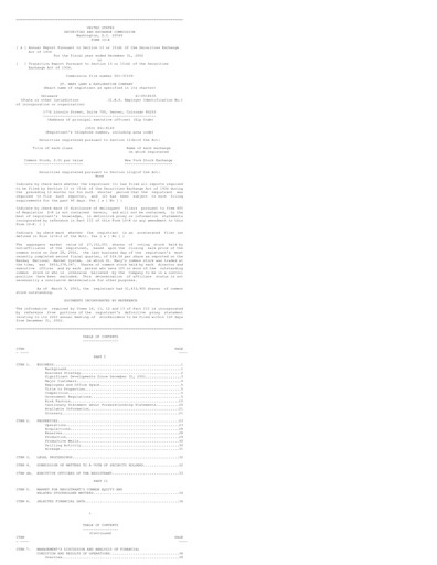Miniature SM Energy
 Rapport annuel 2002