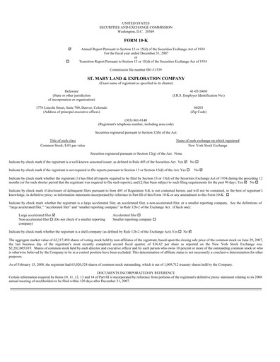 Thumbnail SM Energy
 Annual Report 2007