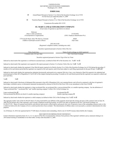 Thumbnail SM Energy
 Annual Report 2009