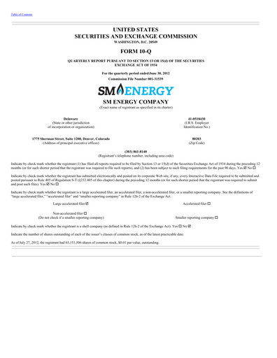 Vorschaubild SM Energy
 Quartalsbericht 2012-q2