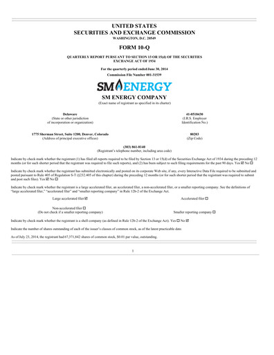 Vorschaubild SM Energy
 Quartalsbericht 2014-q2