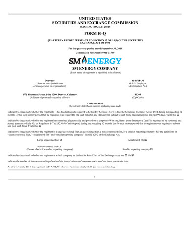 Vorschaubild SM Energy
 Quartalsbericht 2014-q3