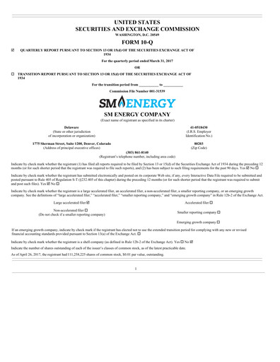 Vorschaubild SM Energy
 Quartalsbericht 2017-q1