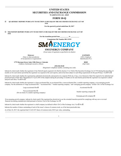 Vorschaubild SM Energy
 Quartalsbericht 2017-q2